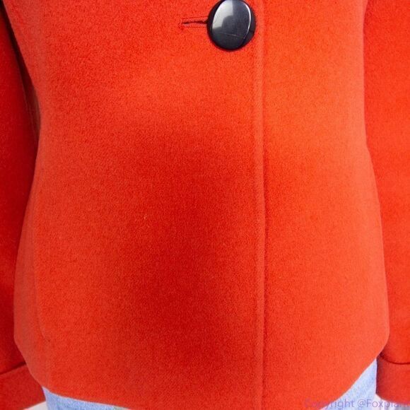 Carole Little 100% wool Orange blazer jacket with black button, size Petite - Picture 4 of 16